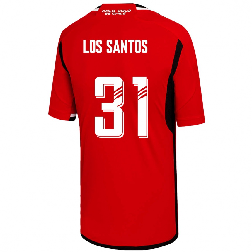 メンズフットボールマティアス・デ・ロス・サントス#31赤アウェイシャツ2023/24ジャージーユニフォーム