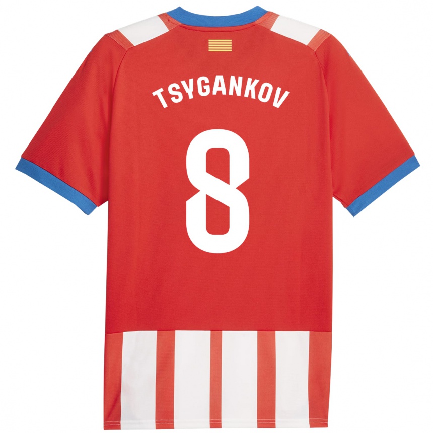 レディースフットボールビクトル・ツィガンコフ#8赤白ホームシャツ2023/24ジャージーユニフォーム