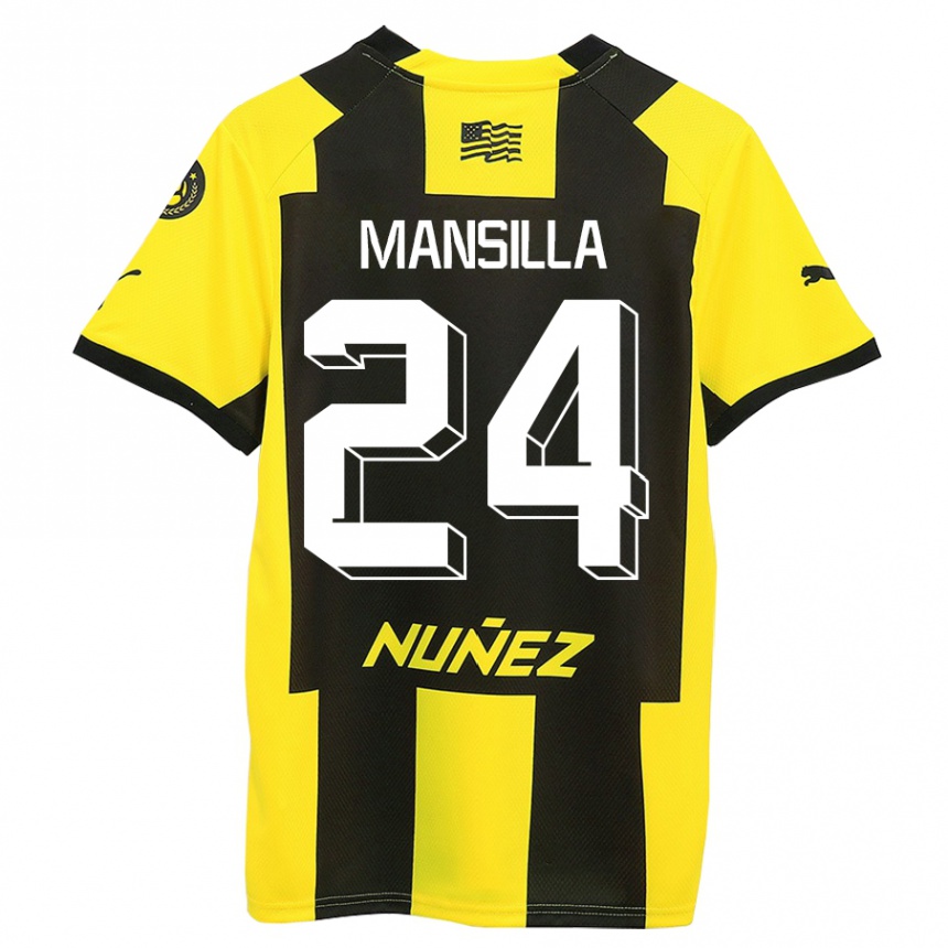 レディースフットボールブリアン・マンシージャ#24黄 黒ホームシャツ2023/24ジャージーユニフォーム
