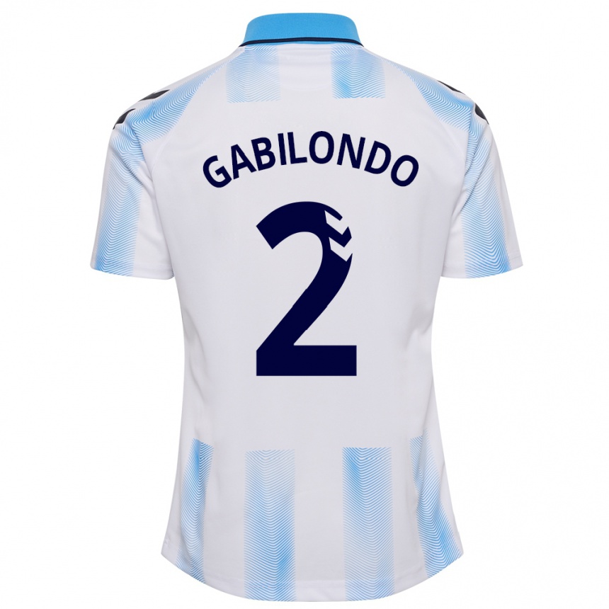 レディースフットボールヨキン・ガビロンド#2白青ホームシャツ2023/24ジャージーユニフォーム