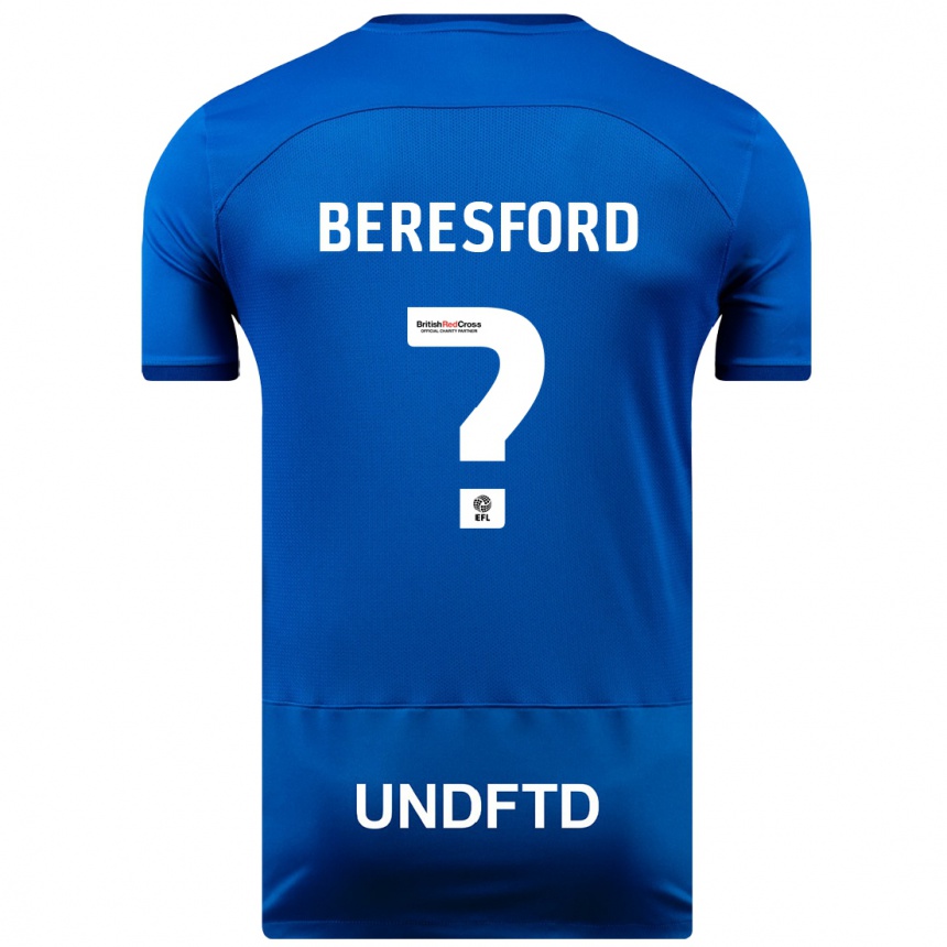 レディースフットボールベンジャミン・ピーター・ベレスフォード#0青ホームシャツ2023/24ジャージーユニフォーム