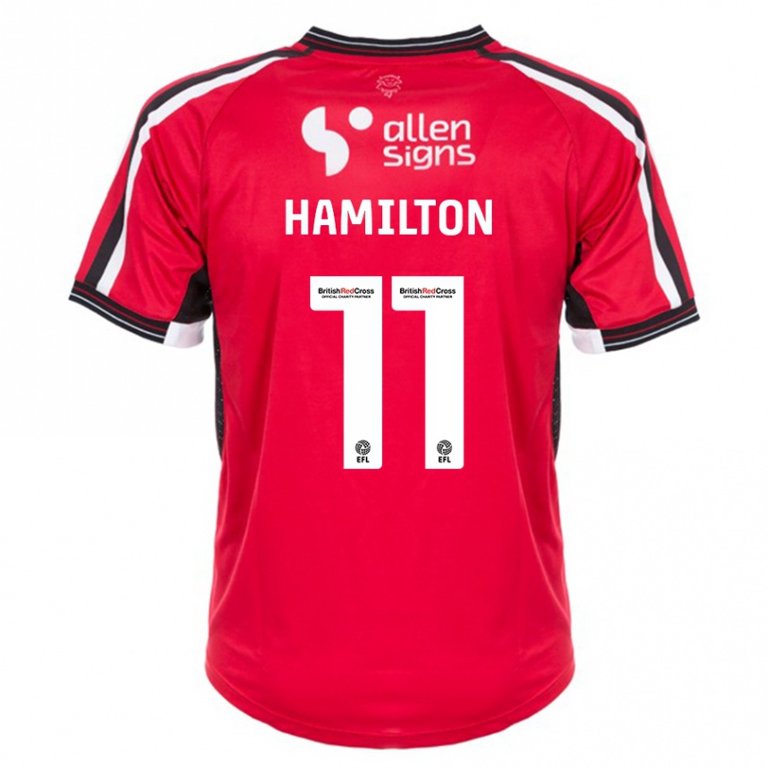 レディースフットボールイーサン・ハミルトン#11赤ホームシャツ2023/24ジャージーユニフォーム