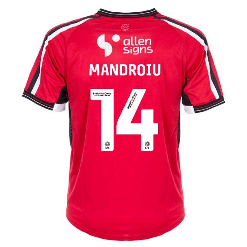 レディースフットボールダニー・マンドロイウ#14赤ホームシャツ2023/24ジャージーユニフォーム