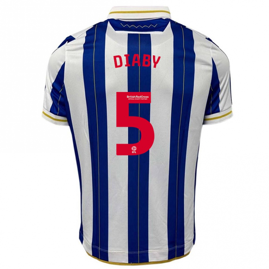 レディースフットボールバンボ・ディアビー#5ブルーホワイトホームシャツ2023/24ジャージーユニフォーム