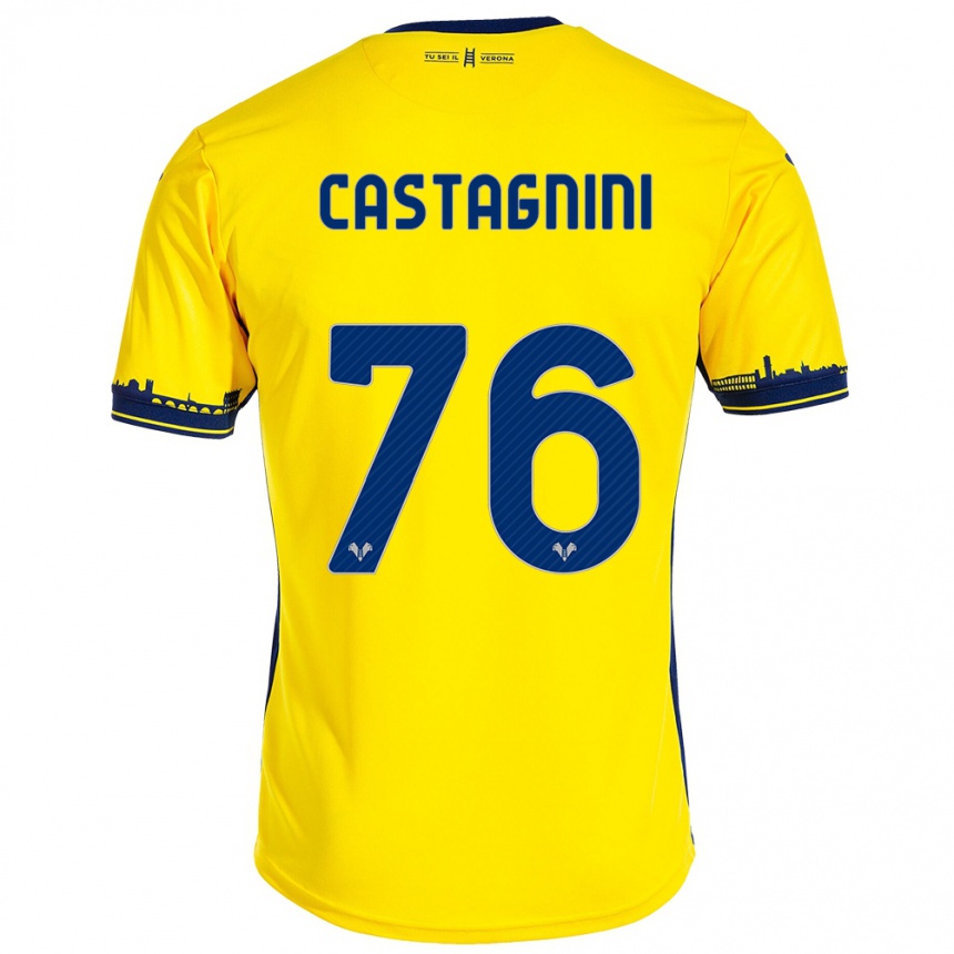レディースフットボールミルコ・カスタニーニ#76イエローアウェイシャツ2023/24ジャージーユニフォーム