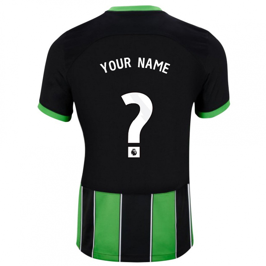 レディースフットボールあなたの名前#0ブラックグリーンアウェイシャツ2023/24ジャージーユニフォーム
