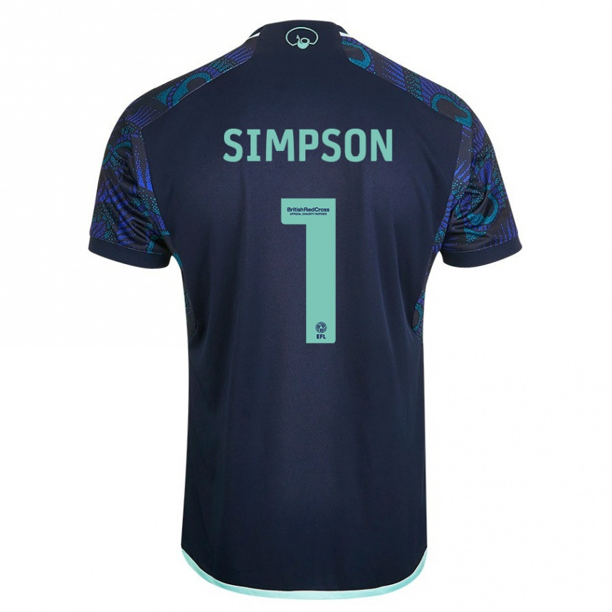 レディースフットボールキャリー・シンプソン#1青アウェイシャツ2023/24ジャージーユニフォーム