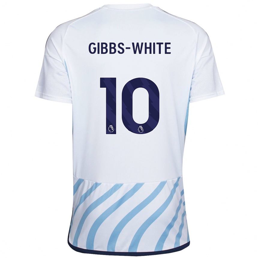 レディースフットボールモーガン・ギブス＝ホワイト#10白青アウェイシャツ2023/24ジャージーユニフォーム