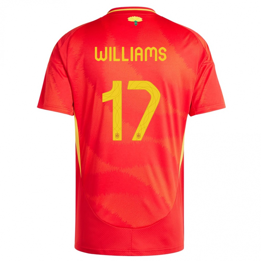 キッズフットボールスペインニコ・ウィリアムズ#17赤ホームシャツ24-26ジャージーユニフォーム