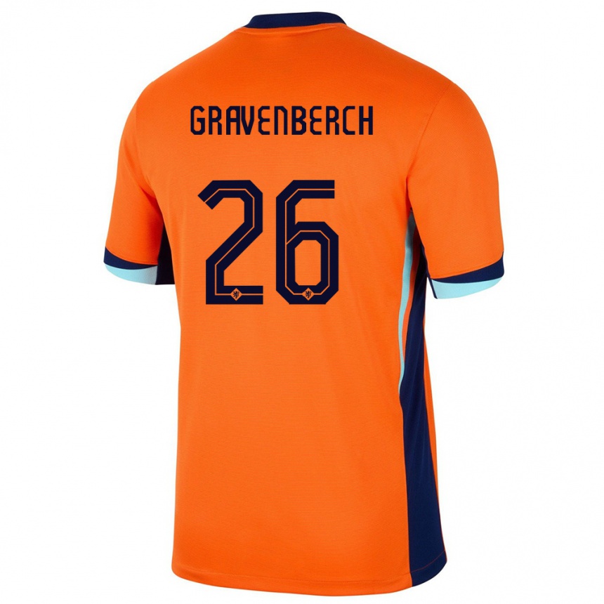 キッズフットボールオランダライアン・グラフェンベルフ #26オレンジホームシャツ24-26ジャージーユニフォーム