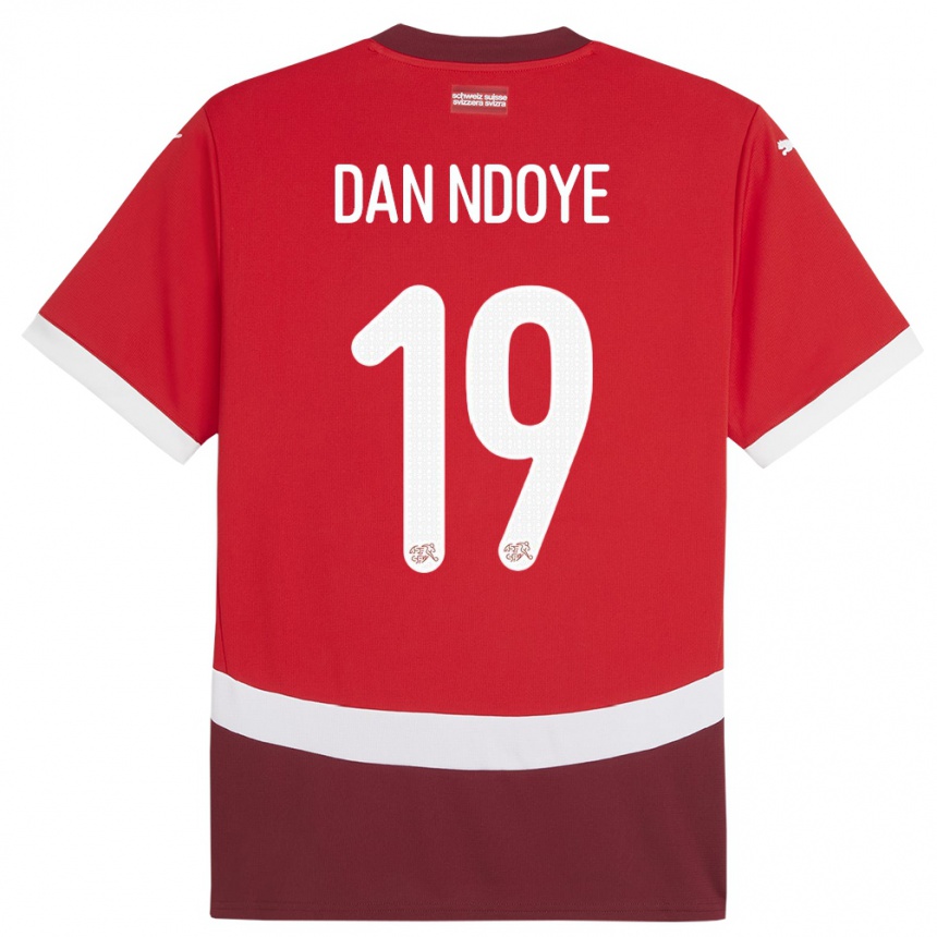 キッズフットボールスイスダン・エンドイェ#19赤ホームシャツ24-26ジャージーユニフォーム