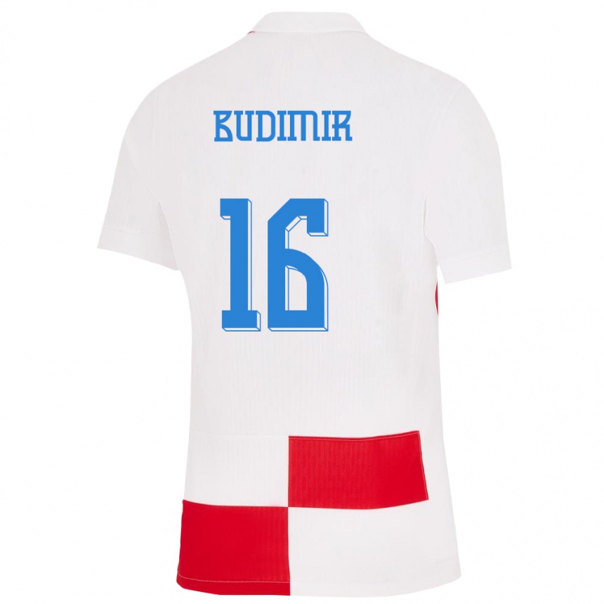 キッズフットボールクロアチアアンテ・ブディミル#16赤、白ホームシャツ24-26ジャージーユニフォーム