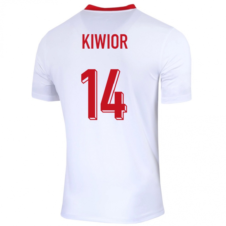 キッズフットボールポーランドヤクブ・キヴィオル#14白ホームシャツ24-26ジャージーユニフォーム