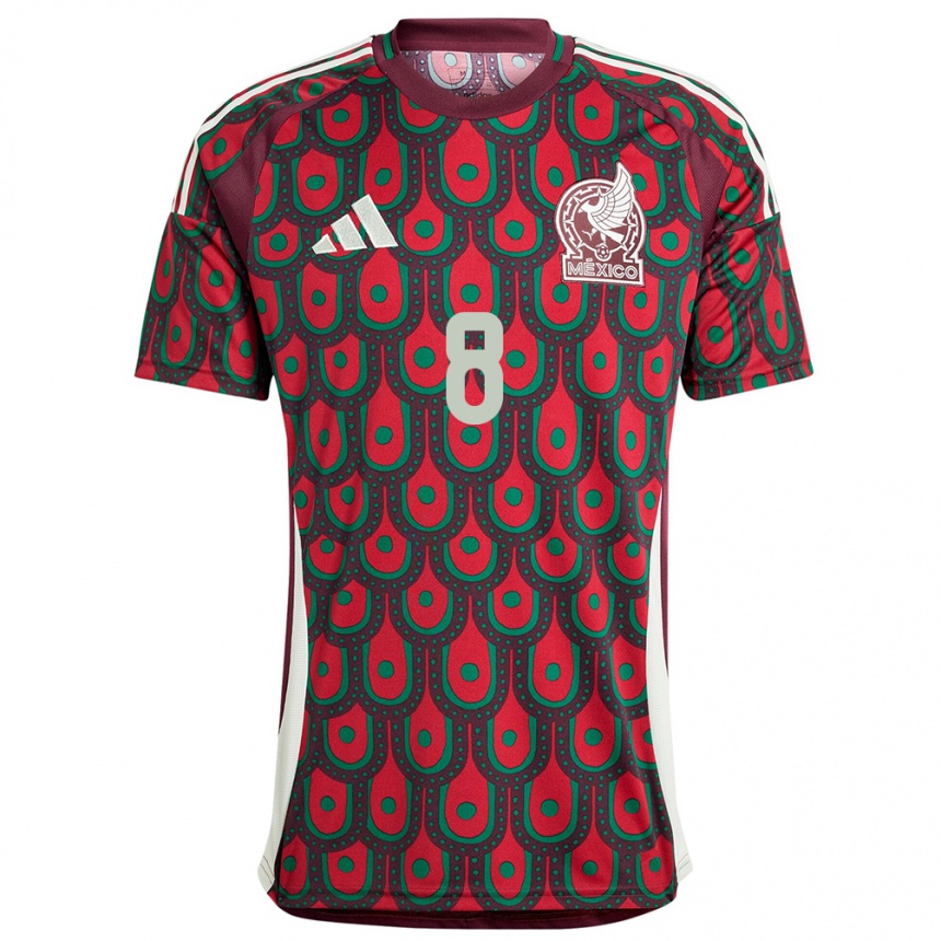 キッズフットボールメキシコカルロス・ロドリゲス#8マルーンホームシャツ24-26ジャージーユニフォーム