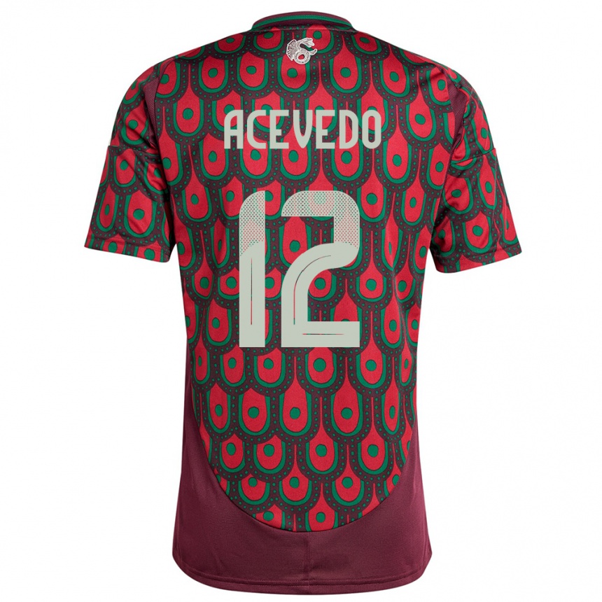 キッズフットボールメキシコカルロス・アセベド#12マルーンホームシャツ24-26ジャージーユニフォーム