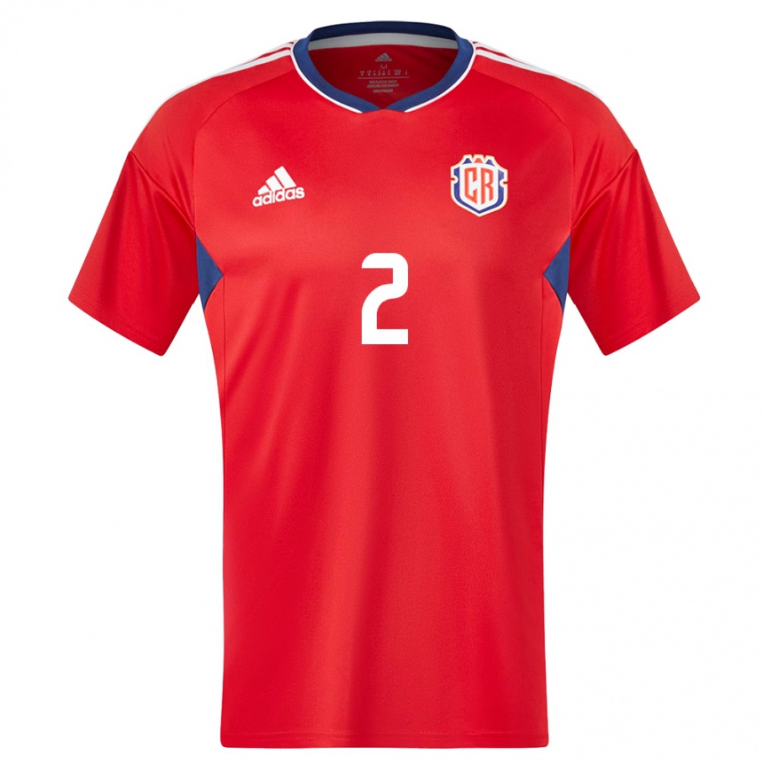 キッズフットボールコスタリカダニエル・チャコン#2赤ホームシャツ24-26ジャージーユニフォーム