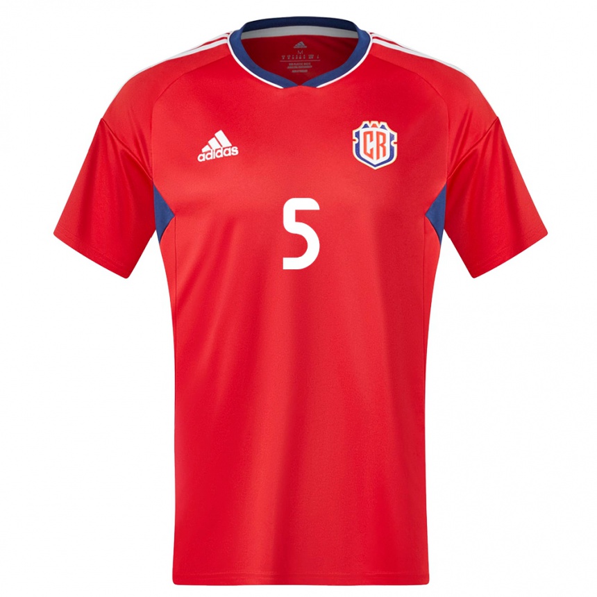 キッズフットボールコスタリカセルソ・ボルヘス#5赤ホームシャツ24-26ジャージーユニフォーム
