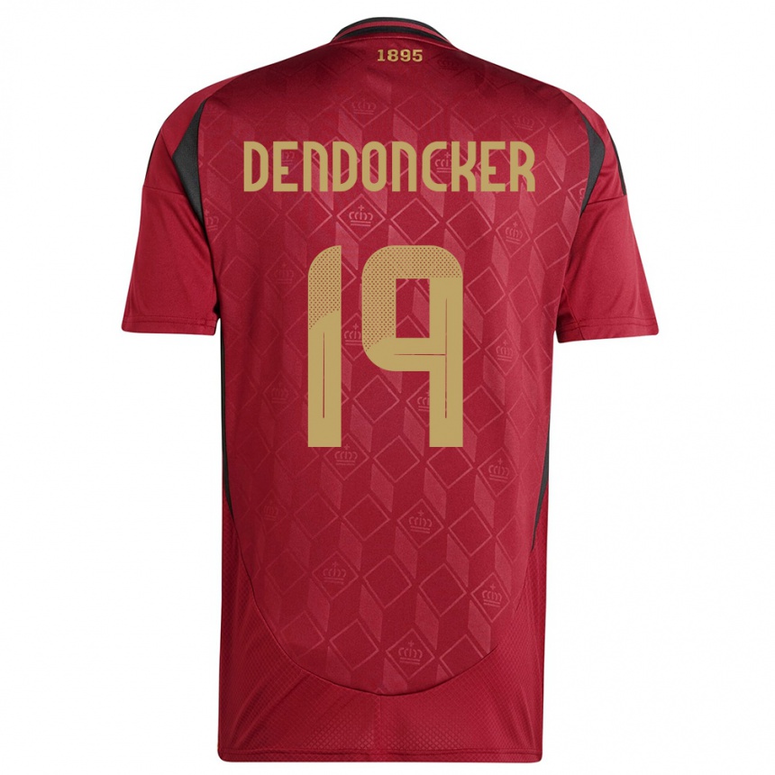 キッズフットボールベルギーレアンデル・デンドンケル#19ブルゴーニュホームシャツ24-26ジャージーユニフォーム