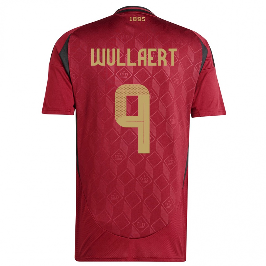 キッズフットボールベルギーTessa Wullaert#9ブルゴーニュホームシャツ24-26ジャージーユニフォーム