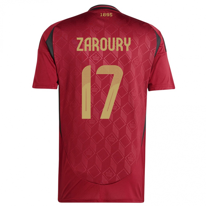 キッズフットボールベルギーアナス・ザルリ#17ブルゴーニュホームシャツ24-26ジャージーユニフォーム