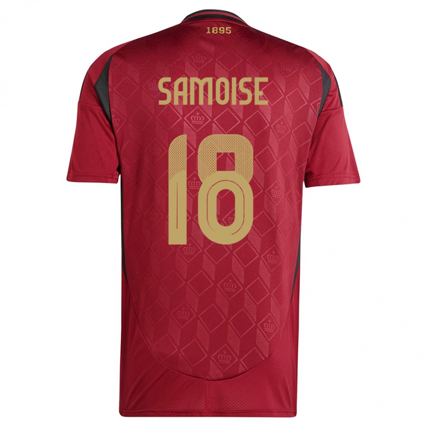 キッズフットボールベルギーマティス・サモワーズ#18ブルゴーニュホームシャツ24-26ジャージーユニフォーム