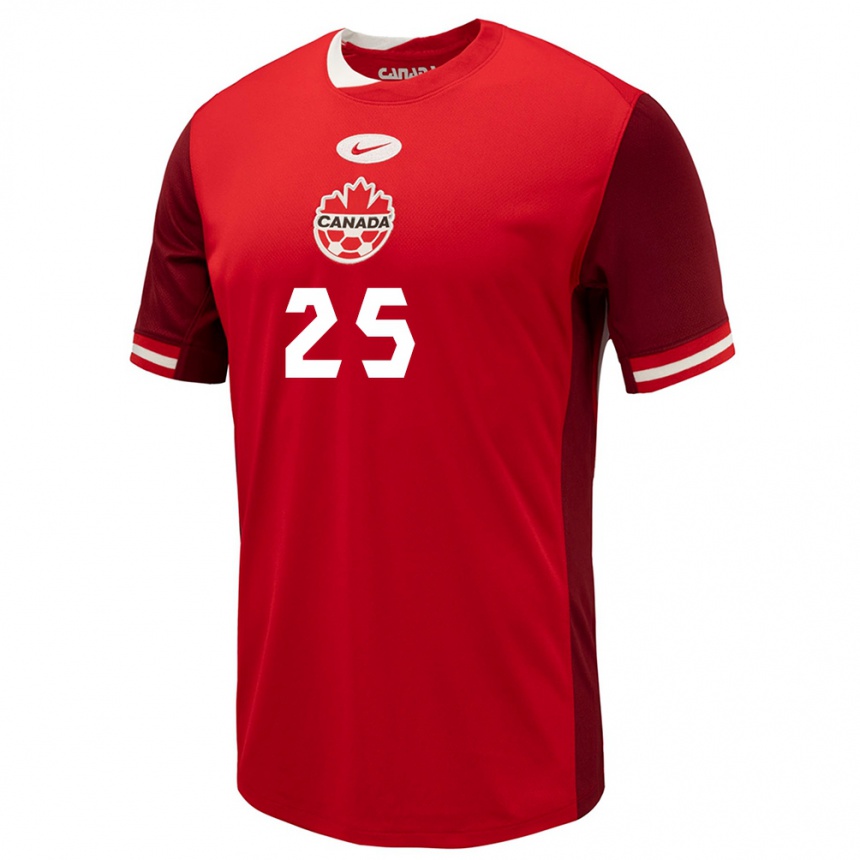 キッズフットボールカナダテオ・コルベーヌ#25赤ホームシャツ24-26ジャージーユニフォーム