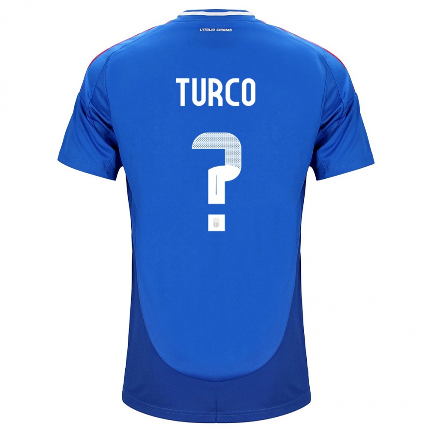 キッズフットボールイタリアStefano Turco#0青ホームシャツ24-26ジャージーユニフォーム