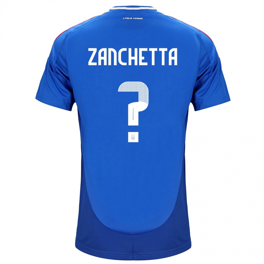 キッズフットボールイタリアMattia Zanchetta#0青ホームシャツ24-26ジャージーユニフォーム