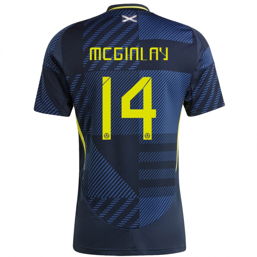 キッズフットボールスコットランドAiden Mcginlay#14濃紺ホームシャツ24-26ジャージーユニフォーム