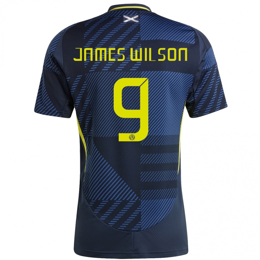 キッズフットボールスコットランドJames Wilson#9濃紺ホームシャツ24-26ジャージーユニフォーム