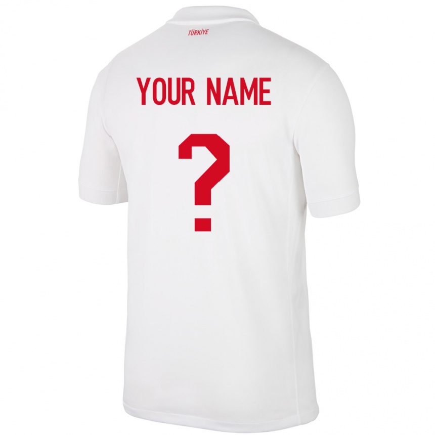 キッズフットボールトルコあなたの名前#0白ホームシャツ24-26ジャージーユニフォーム