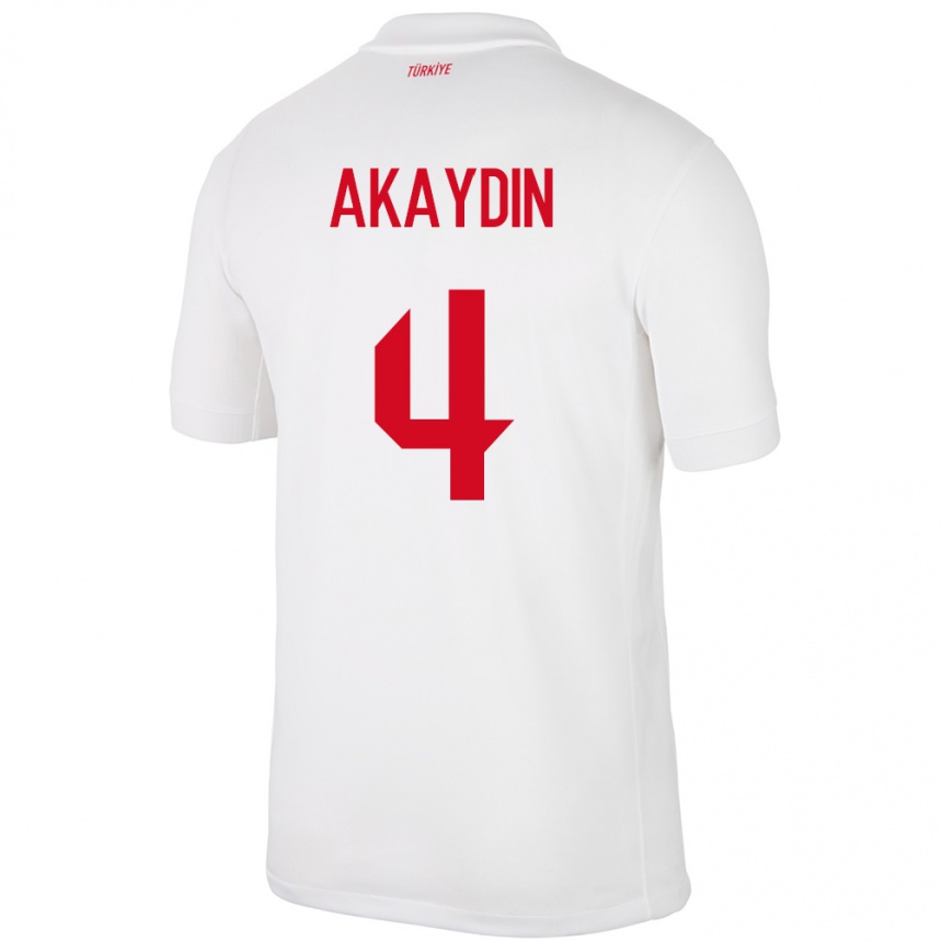 キッズフットボールトルコサメト・アカイドゥン#4白ホームシャツ24-26ジャージーユニフォーム