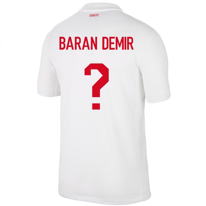 キッズフットボールトルコTuna Baran Demir#0白ホームシャツ24-26ジャージーユニフォーム