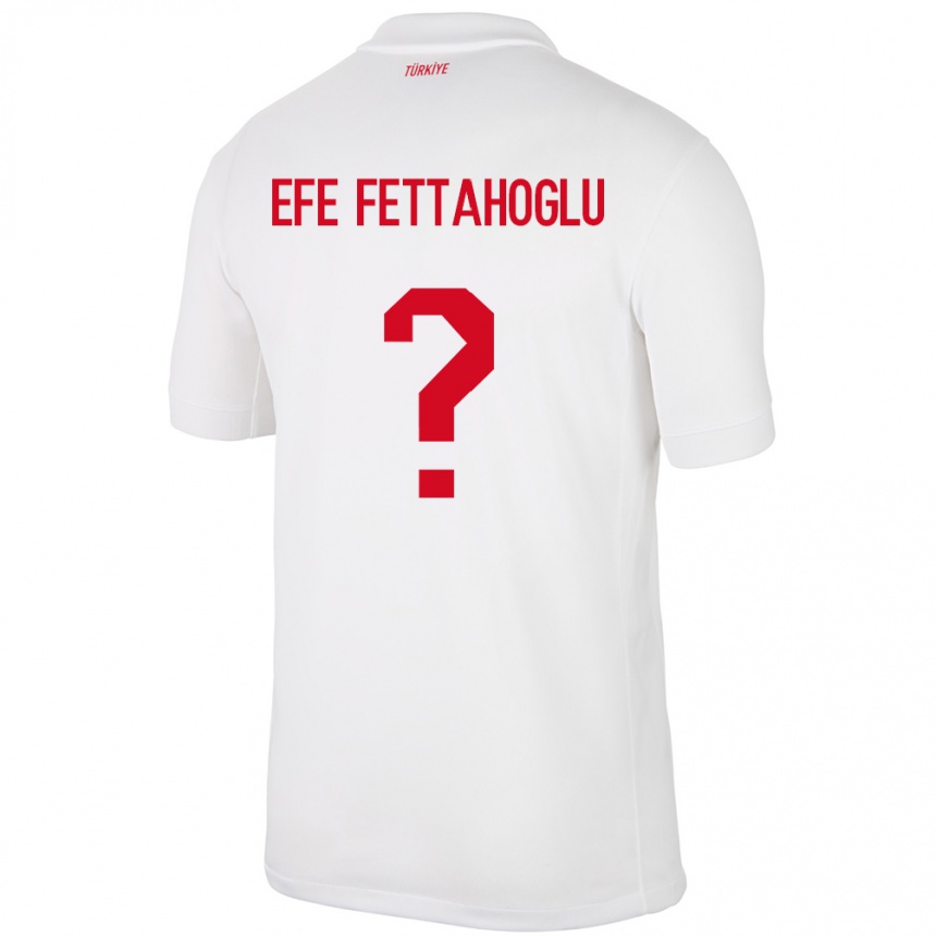 キッズフットボールトルコAdnan Efe Fettahoğlu#0白ホームシャツ24-26ジャージーユニフォーム