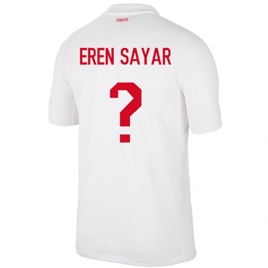 キッズフットボールトルコEmin Eren Sayar#0白ホームシャツ24-26ジャージーユニフォーム