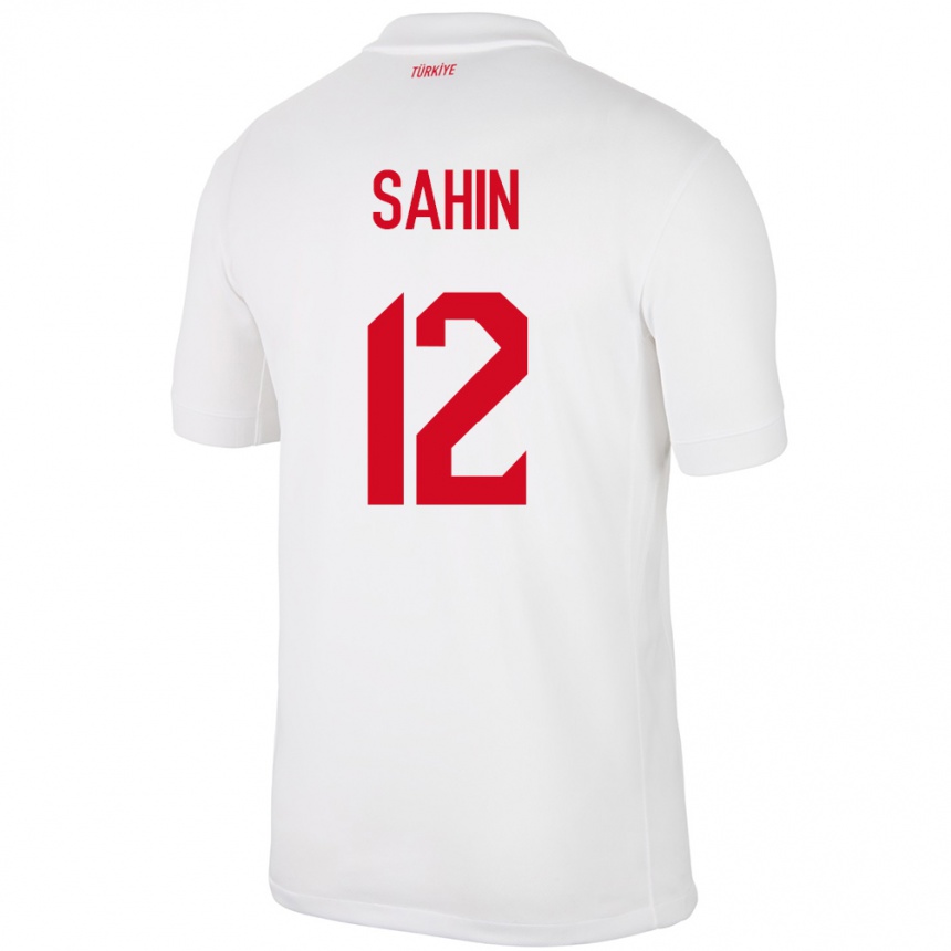 キッズフットボールトルコFatma Şahin#12白ホームシャツ24-26ジャージーユニフォーム