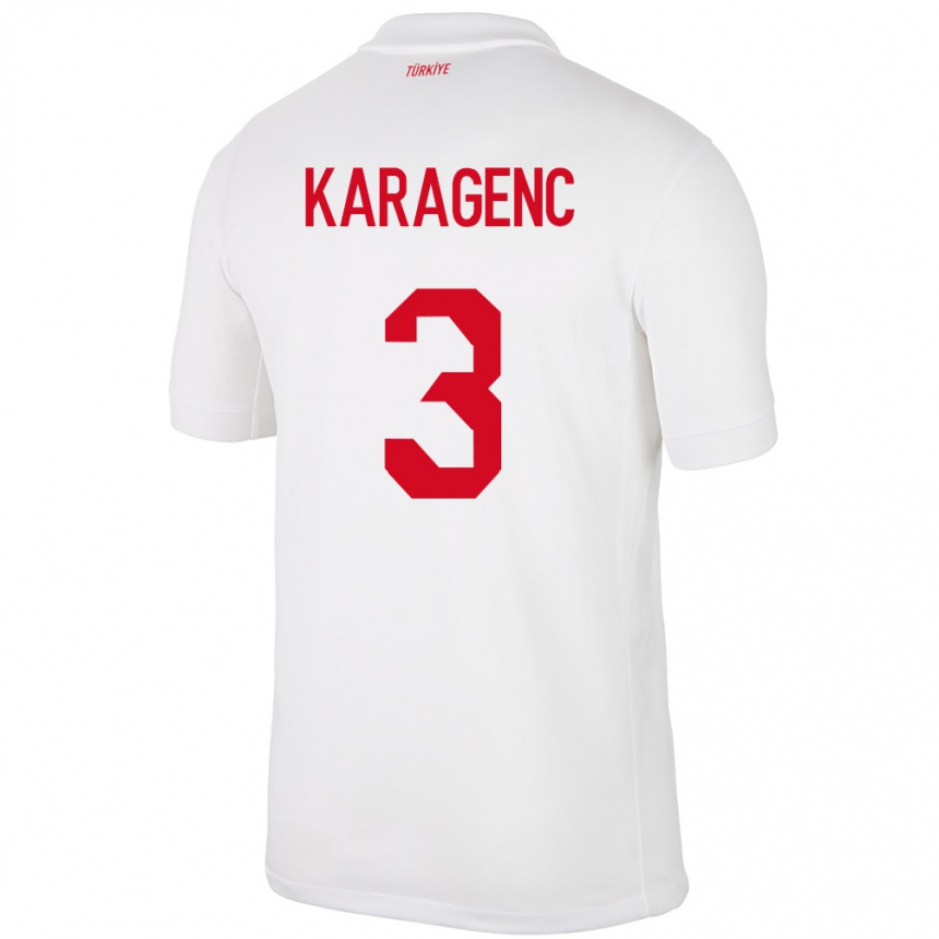 キッズフットボールトルコDidem Karagenç#3白ホームシャツ24-26ジャージーユニフォーム