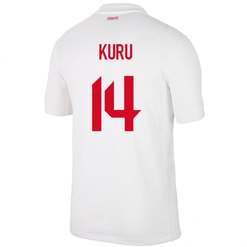 キッズフットボールトルコBüşra Kuru#14白ホームシャツ24-26ジャージーユニフォーム