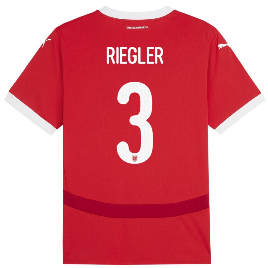 キッズフットボールオーストリアダヴィド・リーグラー#3赤ホームシャツ24-26ジャージーユニフォーム