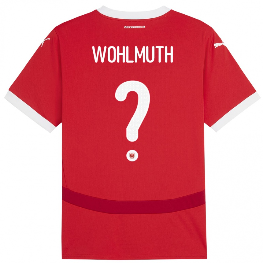 キッズフットボールオーストリアFabian Wohlmuth#0赤ホームシャツ24-26ジャージーユニフォーム