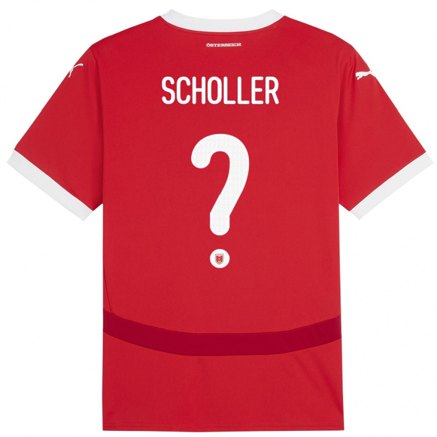 キッズフットボールオーストリアJakob Schöller#0赤ホームシャツ24-26ジャージーユニフォーム