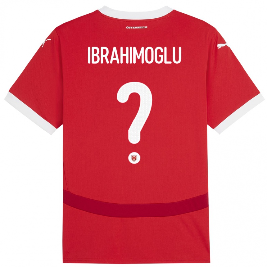 キッズフットボールオーストリアMücahit Ibrahimoglu#0赤ホームシャツ24-26ジャージーユニフォーム