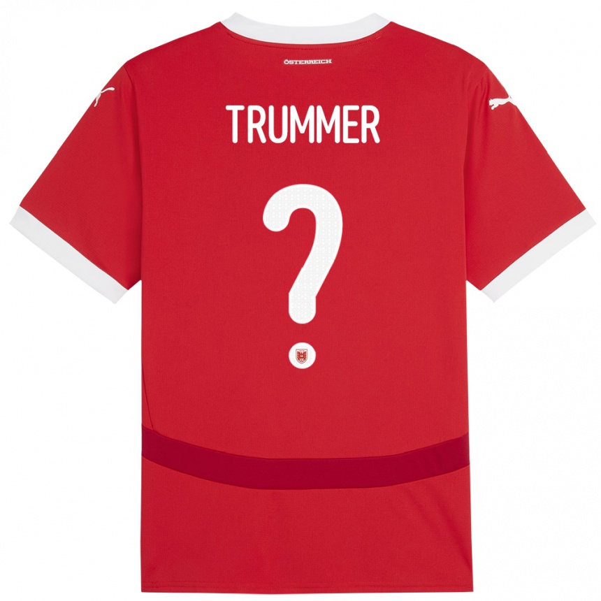 キッズフットボールオーストリアTim Trummer#0赤ホームシャツ24-26ジャージーユニフォーム