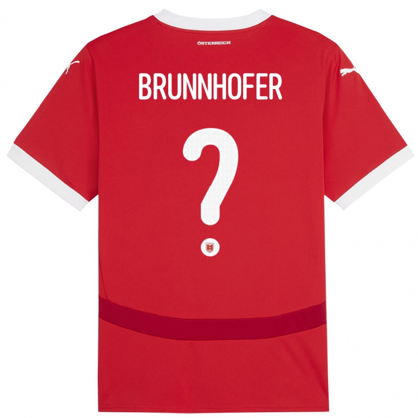 キッズフットボールオーストリアJakob Brunnhofer#0赤ホームシャツ24-26ジャージーユニフォーム