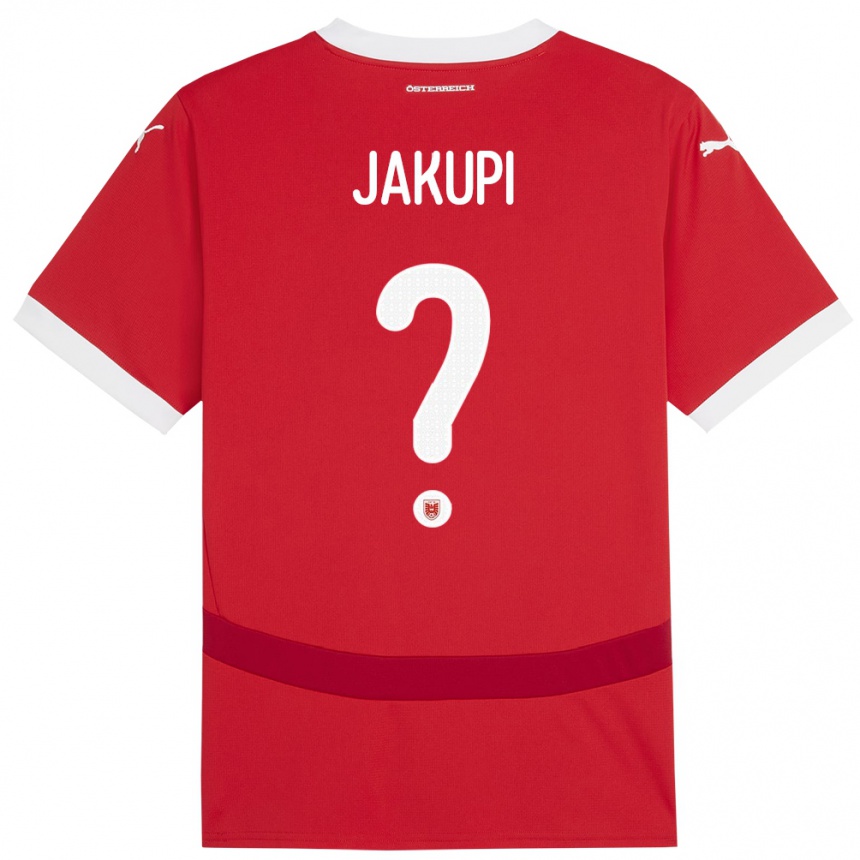 キッズフットボールオーストリアEdin Jakupi#0赤ホームシャツ24-26ジャージーユニフォーム