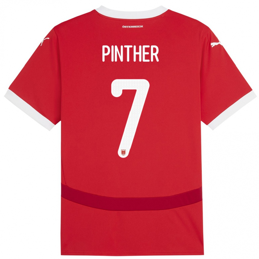 キッズフットボールオーストリアViktoria Pinther#7赤ホームシャツ24-26ジャージーユニフォーム