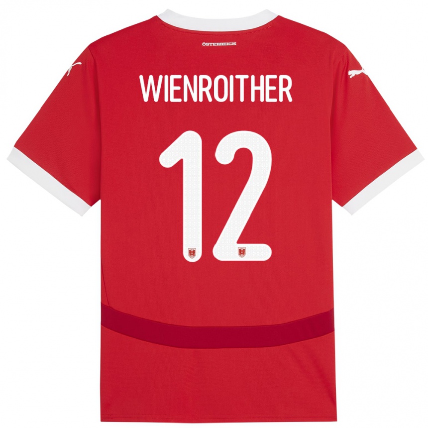 キッズフットボールオーストリアラウラ・ヴィーンロイター#12赤ホームシャツ24-26ジャージーユニフォーム
