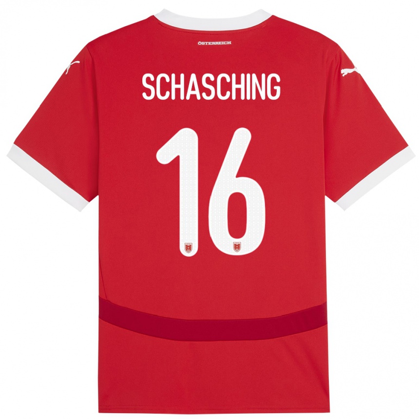 キッズフットボールオーストリアAnnabel Schasching#16赤ホームシャツ24-26ジャージーユニフォーム