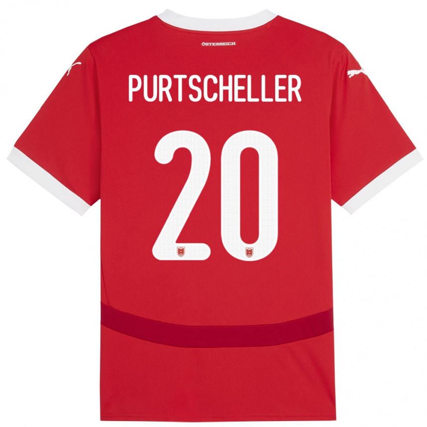 キッズフットボールオーストリアLilli Purtscheller#20赤ホームシャツ24-26ジャージーユニフォーム