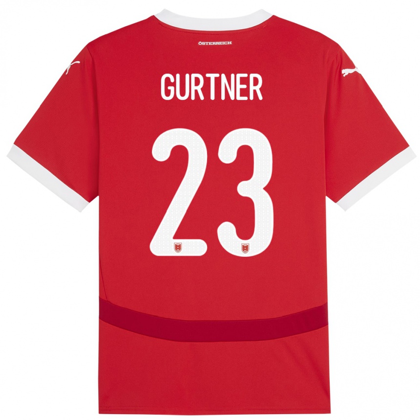 キッズフットボールオーストリアAndrea Gurtner#23赤ホームシャツ24-26ジャージーユニフォーム